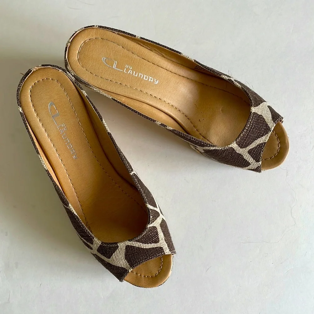 CL by Laundry Animal Print Open Toe Wedges